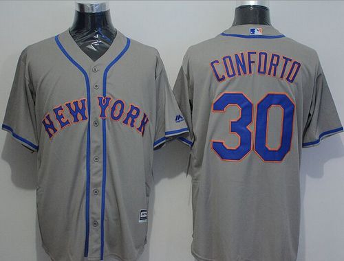 Mets #30 Michael Conforto Grey New Cool Base Stitched MLB Jersey - Click Image to Close